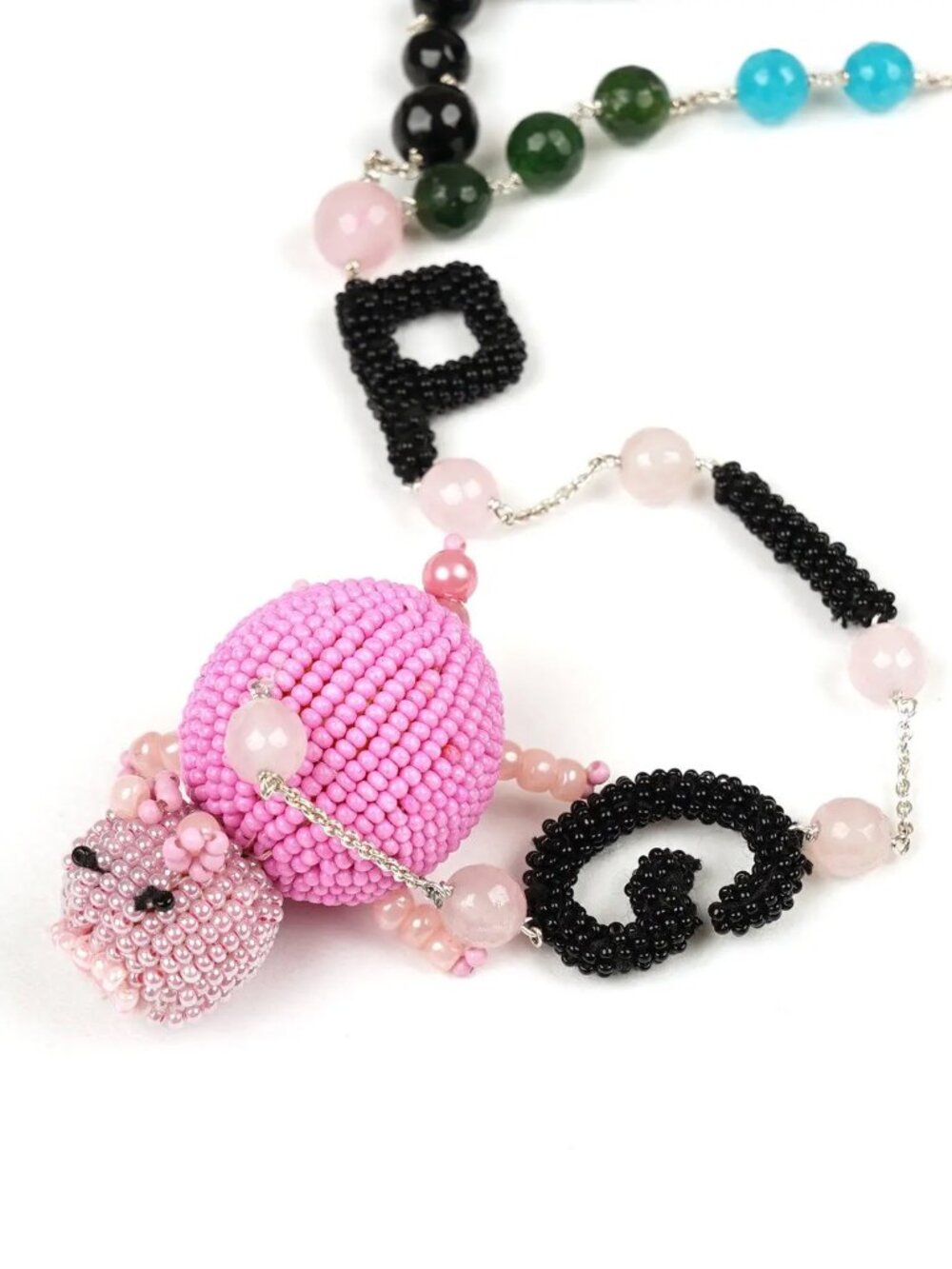 Walter Van Beirendonck Beaded "PIG" Necklace:  AW18/19 WORLDS OF SUN & MOON